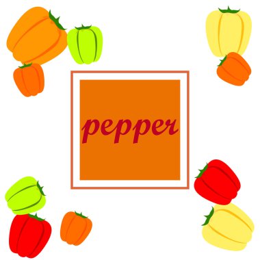 Biber. Taze sebzeler. Organik gıda posteri. Çiftçi pazarı tasarımı. Vektör arkaplanı