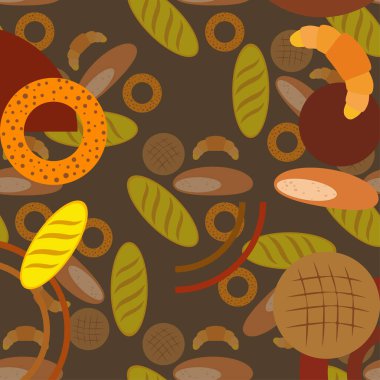 çeşitli fırın ürünleri, vektör illüstrasyonu.