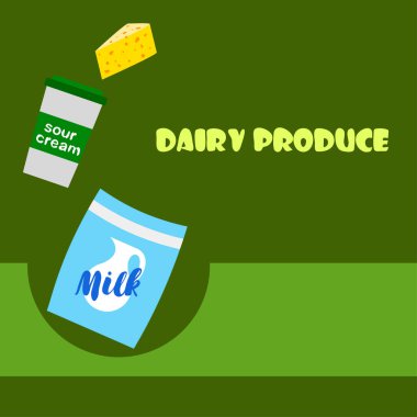 Süt ürünleri ve daiy ürünleri ile vektör illüstrasyon
