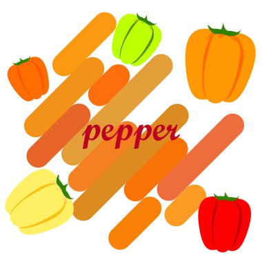 Biber. Taze sebzeler. Organik gıda posteri. Çiftçi pazarı tasarımı. Vektör arkaplanı