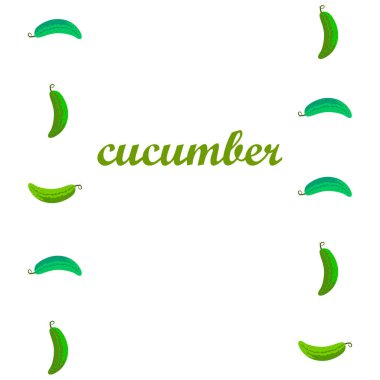 Taze salatalık, çiftçi pazarı tasarımı. Vektör arkaplanı.