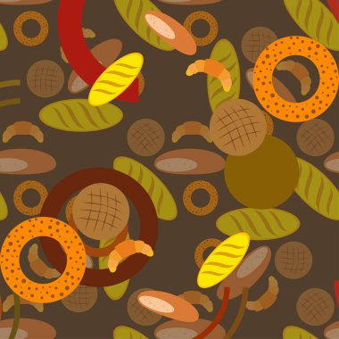 çeşitli fırın ürünleri, vektör illüstrasyonu.