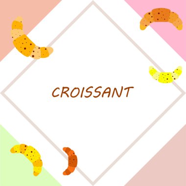 Harfli taze kruvasanlar, vektör arkaplan