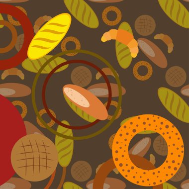 çeşitli fırın ürünleri, vektör illüstrasyonu.