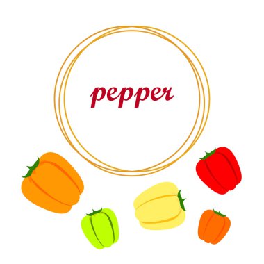 Biber. Taze sebzeler. Organik gıda posteri. Çiftçi pazarı tasarımı. Vektör arkaplanı