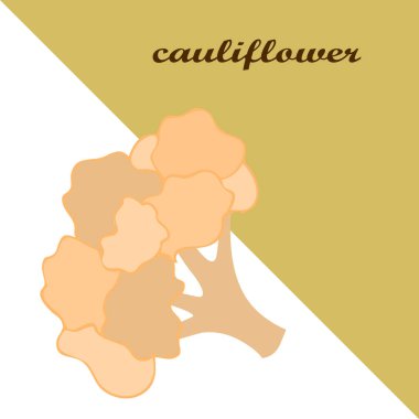 Karnabahar. Organik gıda posteri. Çiftçi pazarı tasarımı. Vektör arkaplanı.