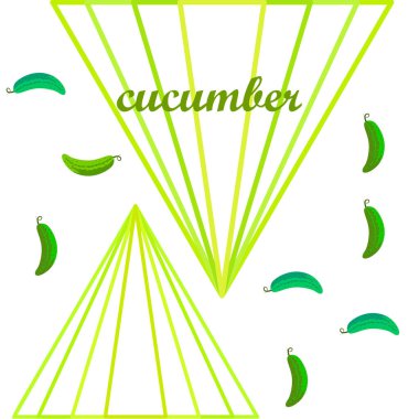 Taze salatalık, çiftçi pazarı tasarımı. Vektör arkaplanı.