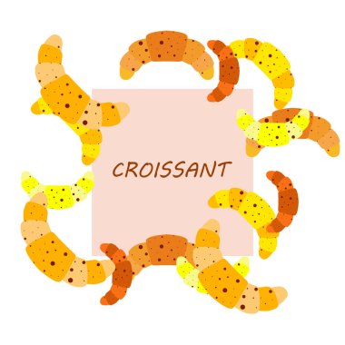 Harfli taze kruvasanlar, vektör arkaplan