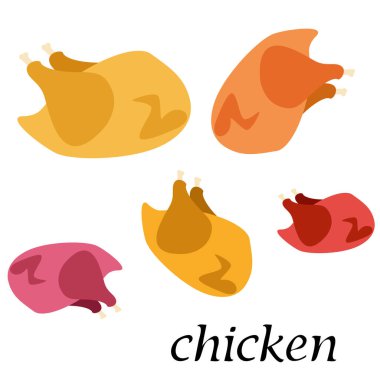 Tavuklar, karikatür, vektör çizimi, yemek arkaplanı.