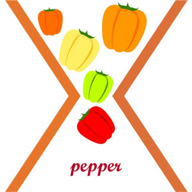 Biber. Taze sebzeler. Organik gıda posteri. Çiftçi pazarı tasarımı. Vektör arkaplanı