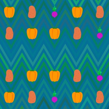 Organik sebze posteri, vektör illüstrasyonu