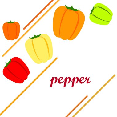 Biber. Taze sebzeler. Organik gıda posteri. Çiftçi pazarı tasarımı. Vektör arkaplanı