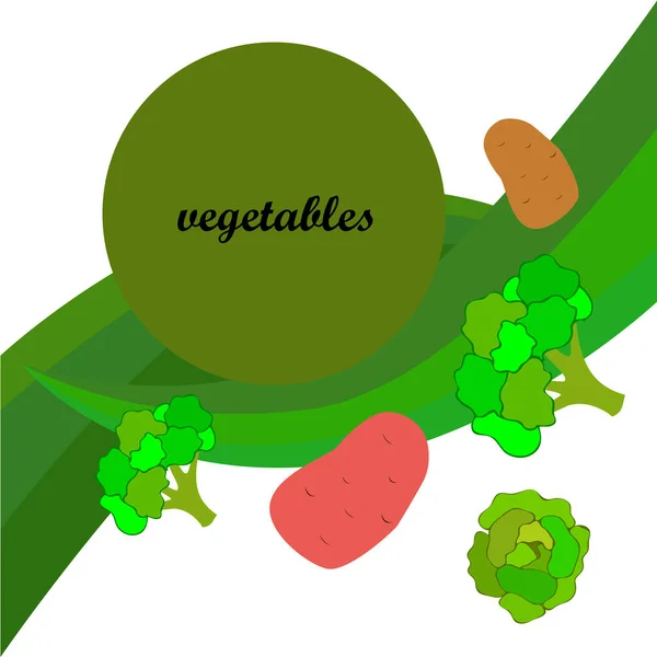 Kentang Kubis Brokoli Sayuran Segar Poster Makanan Organik Desain Pasar - Stok Vektor