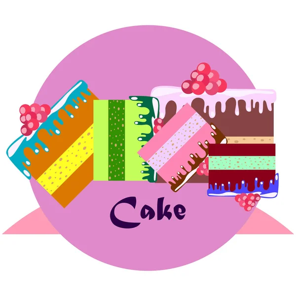 Cake Slices Vector Illustration Background — Stock Vector