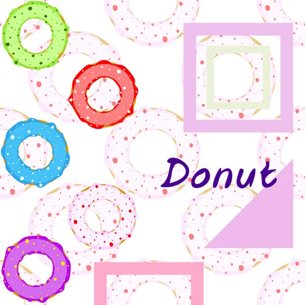 Пончики Красочной Глазурью Векторный Фон — стоковый вектор