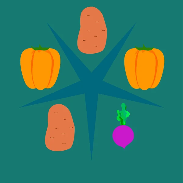 Cartel Verduras Orgánicas Ilustración Vectorial — Vector de stock