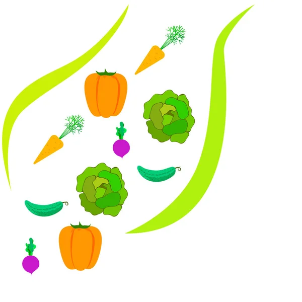Légumes Biologiques Vecteur Illustration Fond — Image vectorielle