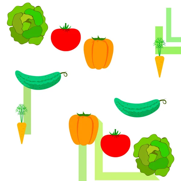 Vegetais Orgânicos Vetor Ilustração Fundo — Vetor de Stock