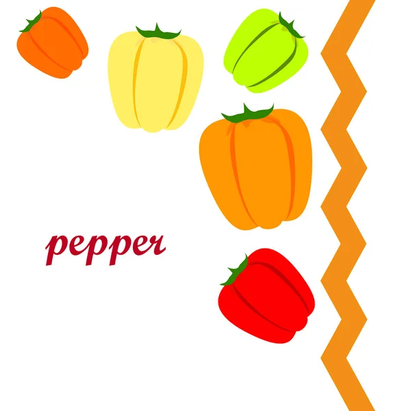 Pfeffer Frisches Gemüse Plakat Mit Bio Lebensmitteln Bauernmarkt Design Vektorhintergrund — Stockvektor