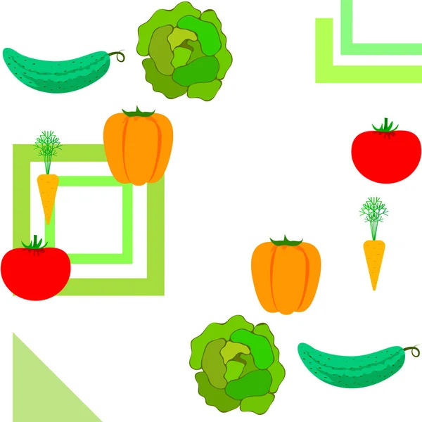 Vegetais Orgânicos Vetor Ilustração Fundo —  Vetores de Stock