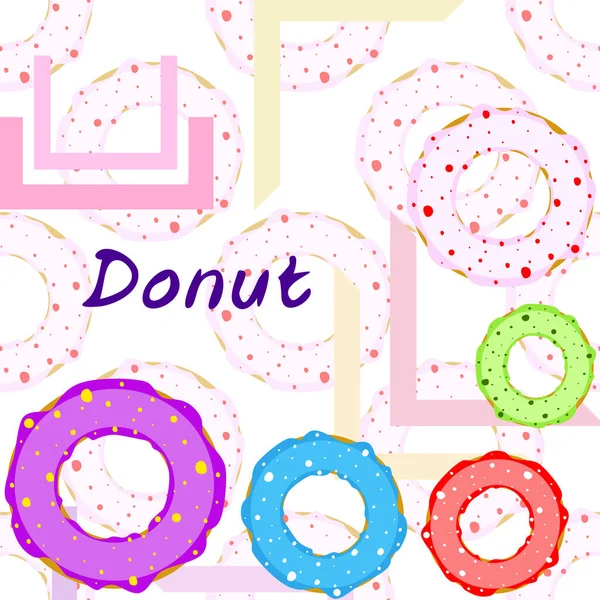 Doughnuts Avec Glaçure Colorée Fond Vectoriel — Image vectorielle