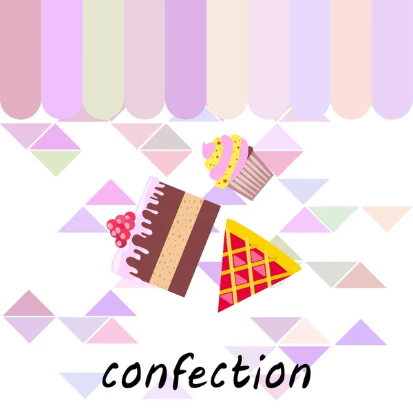 Ilustración Confección Varios Postres Vector Fondo — Vector de stock