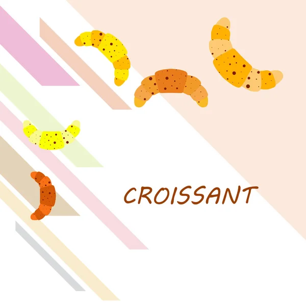 Čerstvé Croissanty Písmeny Vektorové Pozadí — Stockový vektor