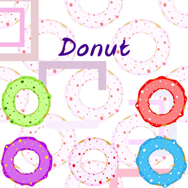 Doughnuts Avec Glaçure Colorée Fond Vectoriel — Image vectorielle