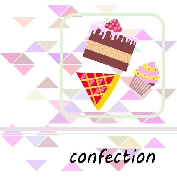 Confection Illustration Various Desserts Vector Background — Stock Vector