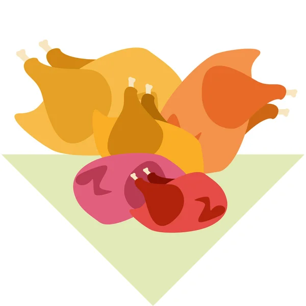 Chickens Cartoon Vector Illustration Food Background — Stock Vector