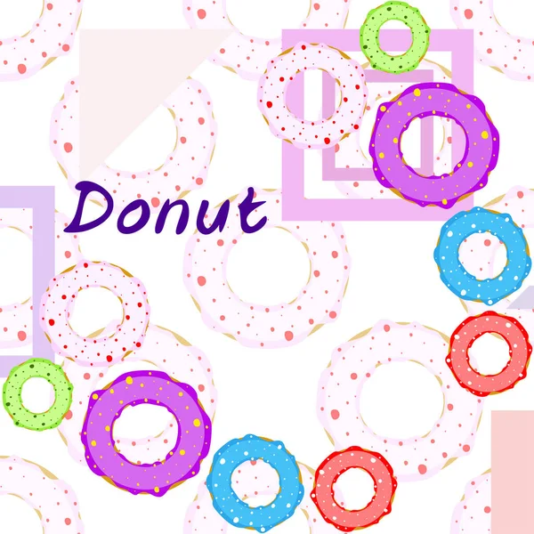 Doughnuts Avec Glaçure Colorée Fond Vectoriel — Image vectorielle