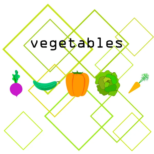 Vegetais Orgânicos Vetor Ilustração Fundo — Vetor de Stock
