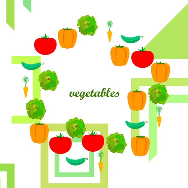 Ekologiczne Warzywa Wektor Ilustracja Tło — Wektor stockowy