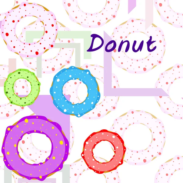 Doughnuts Avec Glaçure Colorée Fond Vectoriel — Image vectorielle