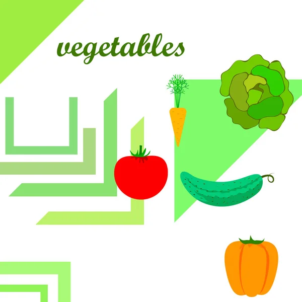 Orgánica Verduras Vector Ilustración Fondo — Vector de stock