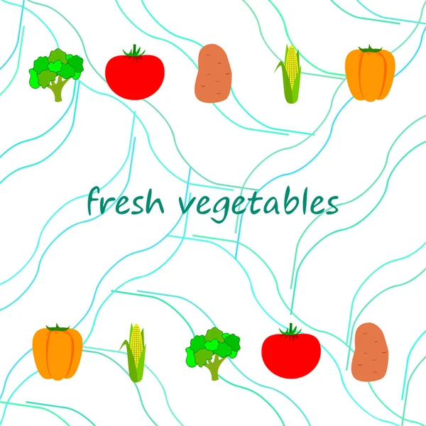 Cartel Alimentos Orgánicos Fondo Vectorial Verduras — Vector de stock