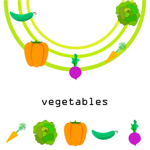 Orgánica Verduras Vector Ilustración Fondo — Vector de stock