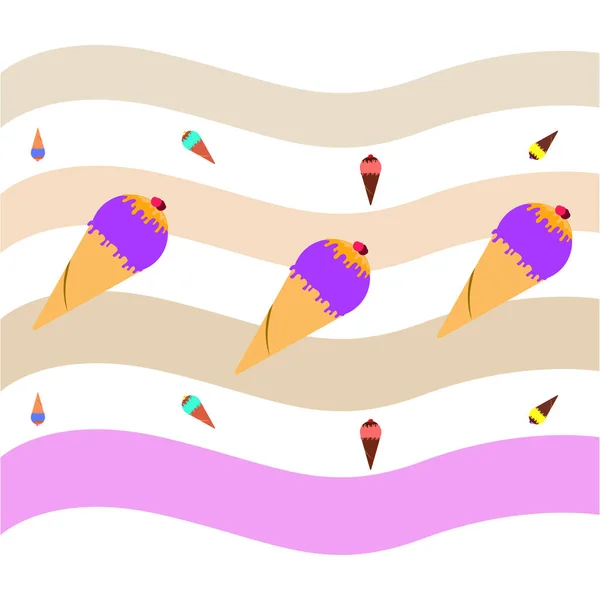 Ilustración Vectorial Fondo Conos Helado — Archivo Imágenes Vectoriales