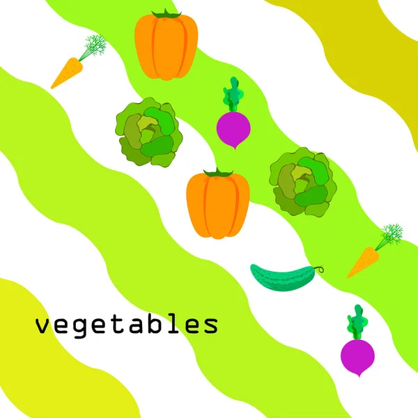 Orgánica Verduras Vector Ilustración Fondo — Vector de stock