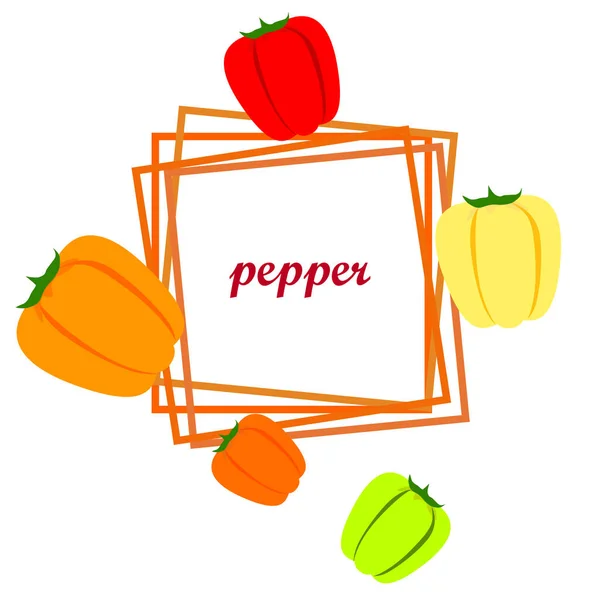 Пеппер Свежие Овощи Плакат Органической Едой Дизайн Фермерского Рынка Векторный — стоковый вектор
