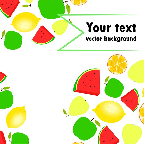 Früchte Und Beeren Bunte Karikatur Obst Vektor Hintergrund — Stockvektor