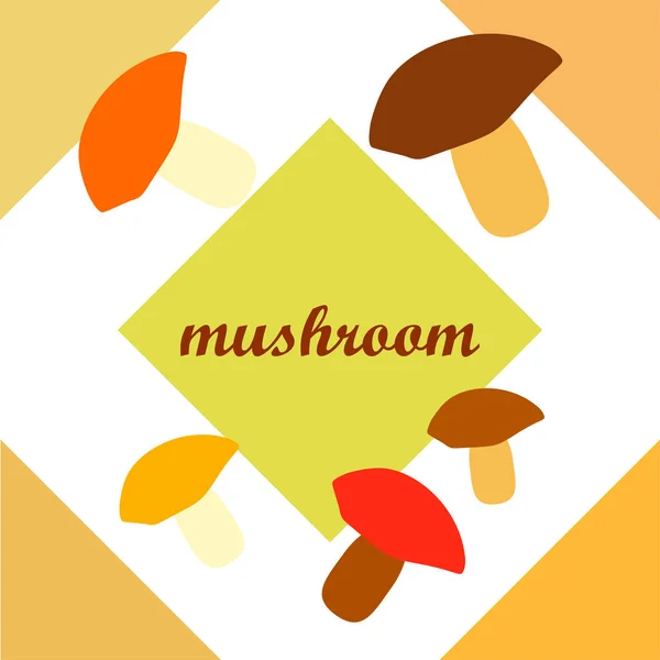 Fresh Mushrooms Mushroom Lettering Organic Food Poster Farmer Market Design — Stock Vector