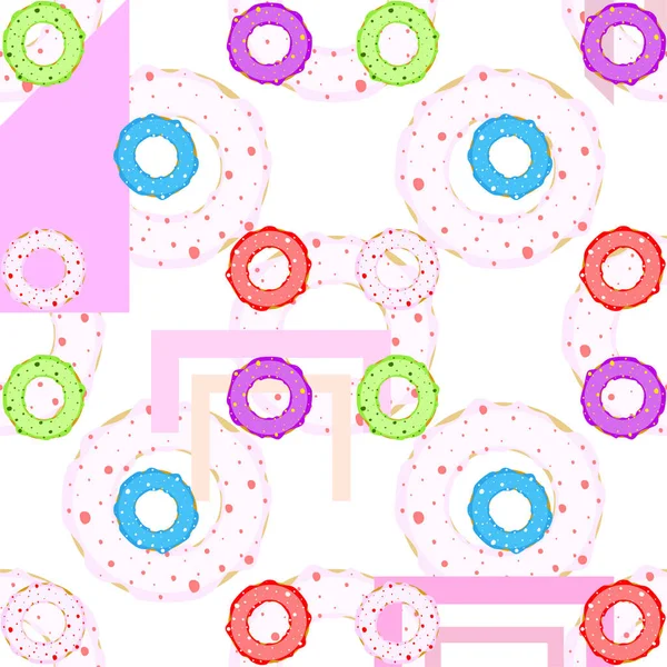 Donuts Met Kleurrijk Glazuur Vectorachtergrond — Stockvector