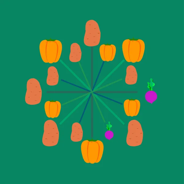 Poster Sayuran Organik Ilustrasi Vektor - Stok Vektor