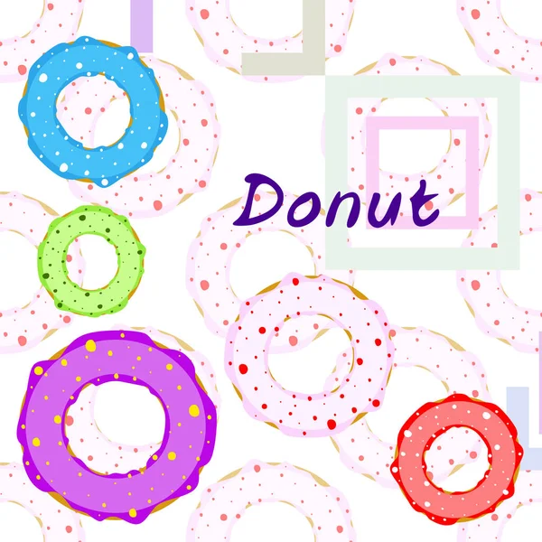 Doughnuts Avec Glaçure Colorée Fond Vectoriel — Image vectorielle