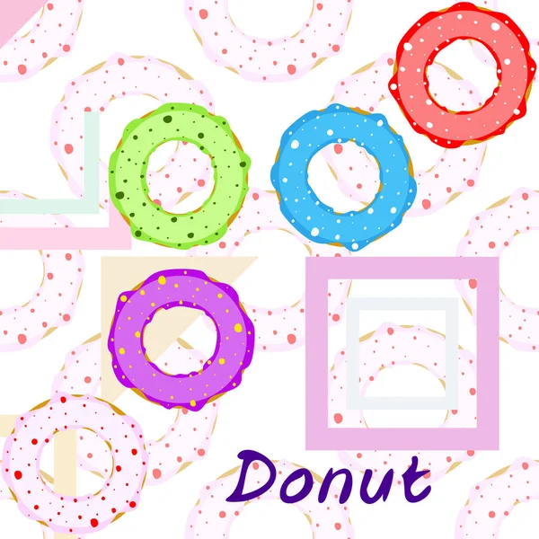 Doughnuts Avec Glaçure Colorée Fond Vectoriel — Image vectorielle