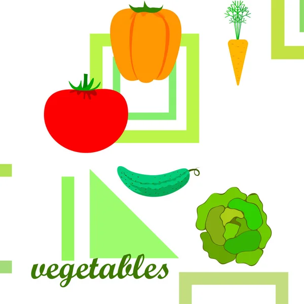 Ekologiska Grönsaker Vektor Illustration Bakgrund — Stock vektor