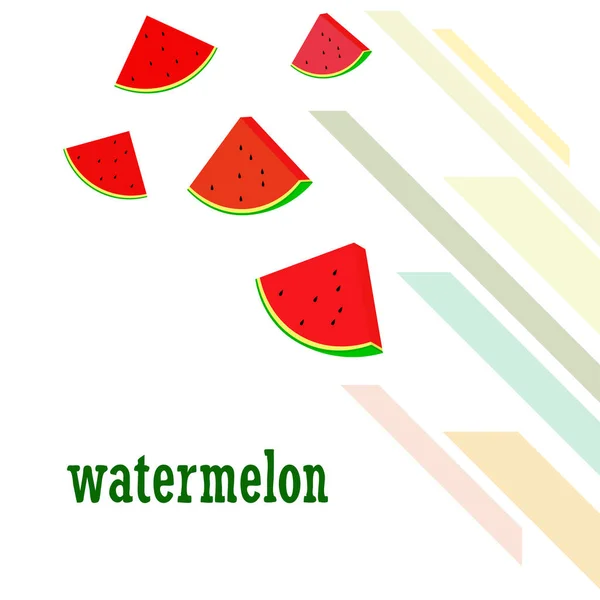 Watermelon Banner Juicy Ripe Watermelon Slices Summer Time — Stock Vector