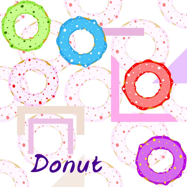 Donuts Com Esmalte Colorido Fundo Vetorial — Vetor de Stock