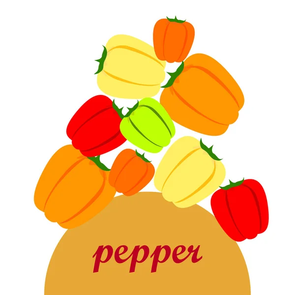 Lada Sayuran Segar Poster Makanan Organik Desain Pasar Petani Latar - Stok Vektor